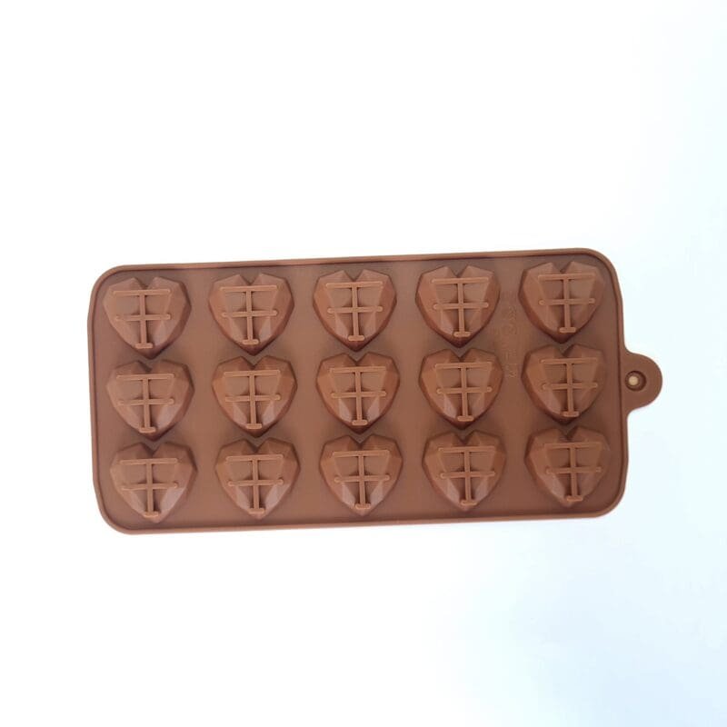 BSI 525 1Food Grade Silicone Heart Shape 15 Cavity Reusable Chocolate Mould | Fondant Chocolate Resin Clay Candle Mould | BSI 525