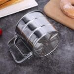 Baking Stainless Steel Shaker Small Size Sieve Cup Manual Flour Sifter with Measuring Scale Mark for Flour Icing Sugar | BSI 582