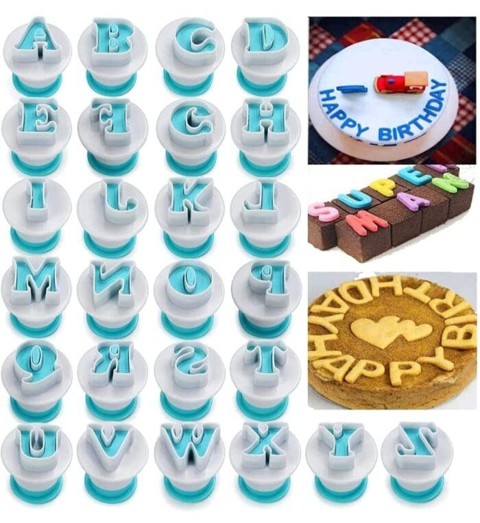 Cake Decor 26 Pieces Easy Mini Uppercase Alphabet Fondant Letter Plunger Cutter Set | BSI 651