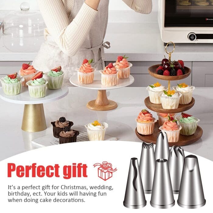 Stainless Steel 24 Nozzle Piping Set for Cake Decoration and Icing, 17x11.2x4.8cm (Off-white) BSI-73