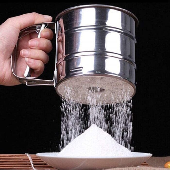 Baking Stainless Steel Shaker Small Size Sieve Cup Manual Flour Sifter with Measuring Scale Mark for Flour Icing Sugar | BSI 581