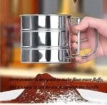 Baking Stainless Steel Shaker Large Size Sieve Cup Manual Flour Sifter with Measuring Scale Mark for Flour Icing Sugar | BSI 583