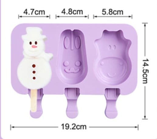 3 Cavities Doll Shape Ice Pop Mold, Popsicle Silicone Molds with Lid, BPA  Free Ice Cream Bar Mold