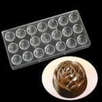 24 Cavity Plastic Chocolate Mould Rose Shape Polycarbonate Chocolate Mould Baking Pastry Cake Decoration Bakery Tools | BSI 262