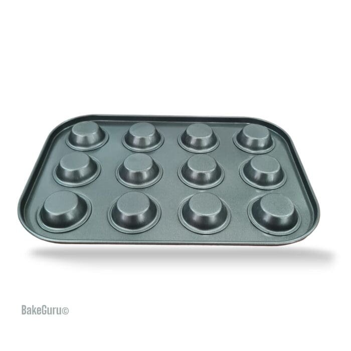 BakeGuru® 12cup cakes Carbon Non-Stick Cake Molds/Tins/Pans/Trays for both Oven and Cooker | BSI 42