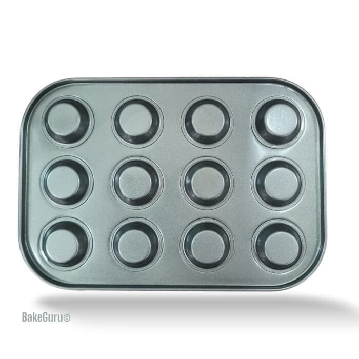 BakeGuru® 12cup cakes Carbon Non-Stick Cake Molds/Tins/Pans/Trays for both Oven and Cooker | BSI 42