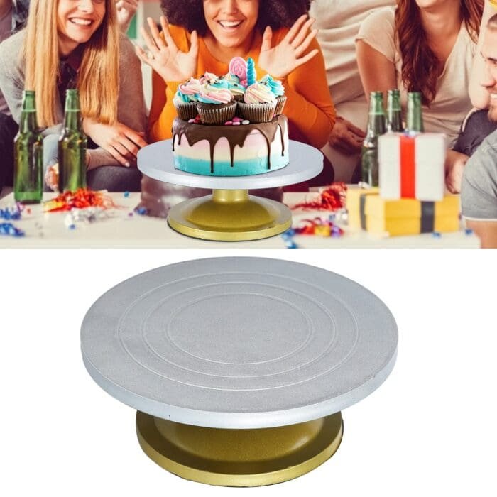 BakeGuru® Steel Aluminium Turntable for Cake, 25cm Aluminium cake stand, Steel Turntable for Cake Decoration | BSI 53