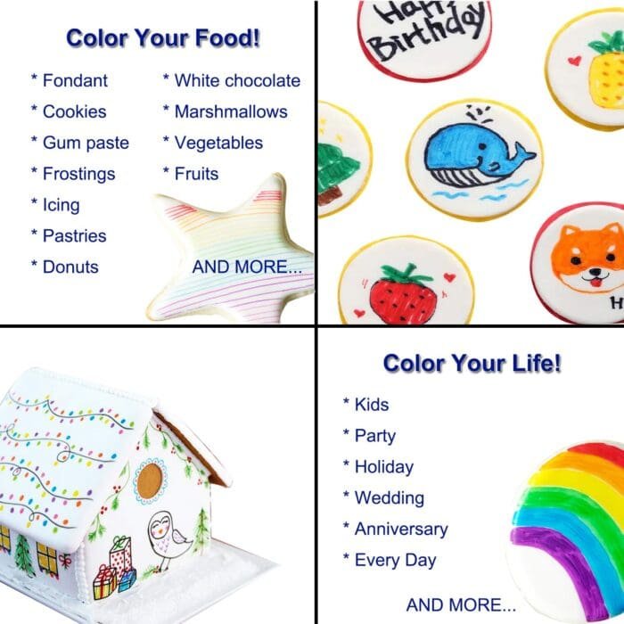 Food Writer Edible Marker | Edible Ink Marker Pen | Cake Decorating Markers Pens | Assorted Colors (Set of 5 Pcs) | BSI 81