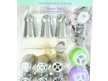 Stainless Steel 11 Nozzle Piping Set for Cake Decoration and Icing, 17x11.2x4.8cm (Off-white)