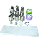 Stainless Steel 11 Nozzle Piping Set for Cake Decoration and Icing, 17x11.2x4.8cm (Off-white)