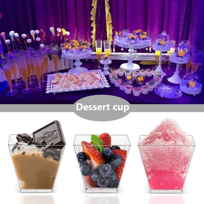 Mousse Cup Square shape | Disposable Appetizer Cup Dessert Cup, Shot Cups for Desserts, Appetizers, Puddings, Mousse | PS-4 (pack of 12)