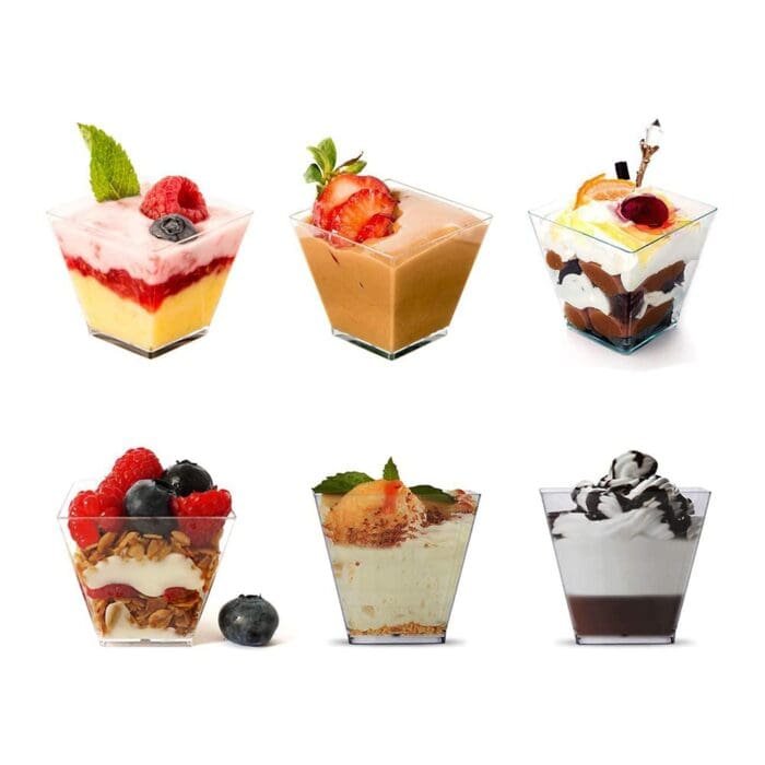 Mousse Cup Square shape | Disposable Appetizer Cup Dessert Cup, Shot Cups for Desserts, Appetizers, Puddings, Mousse | PS-4 (pack of 12)