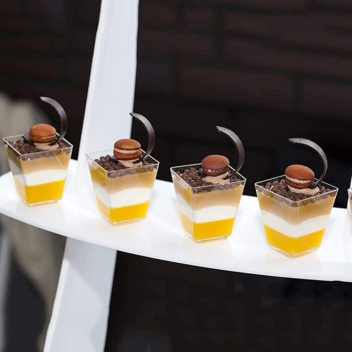 Mousse Cup Square shape | Disposable Appetizer Cup Dessert Cup, Shot Cups for Desserts, Appetizers, Puddings, Mousse | PS-4 (pack of 12)