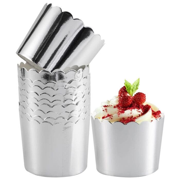 FLOWER EDGE CUPS 60*50(50PCS/PKT) SILVER | SHAGUN 62