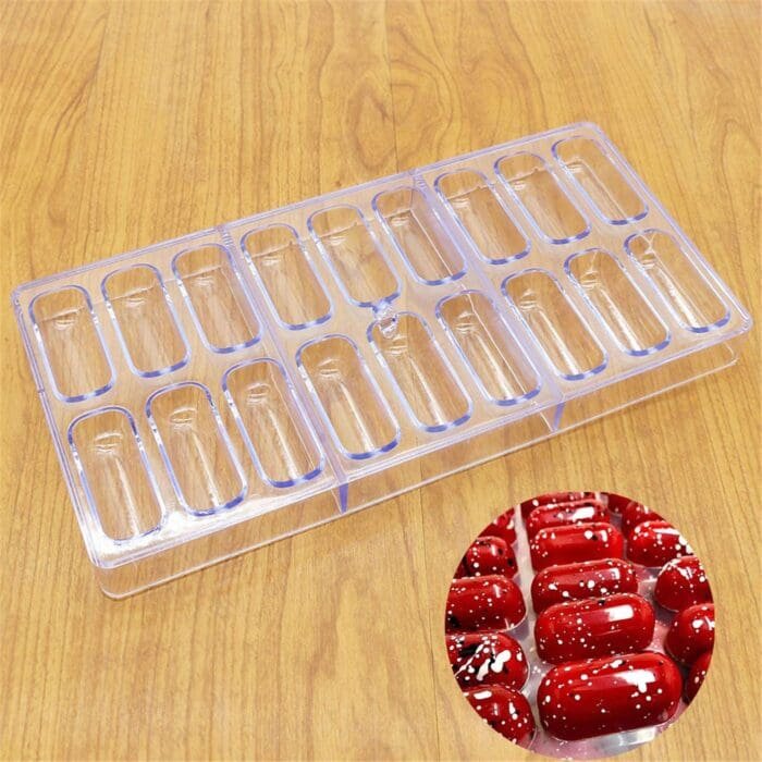 18 Cavity Plastic Chocolate Mould Hollow Oval Shape Polycarbonate Chocolate Mould Baking Pastry Cake Decoration Bakery Tools | BSI 261