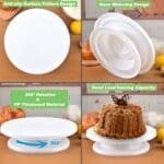 BakeGuru® 28cm Cake Turntable Revolving Decorating Stand | Plastic White| 360 Degree Smooth Turn 12 Inch | BSI 51A