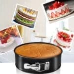 SpringForm Reflon Coated Cake Mould | Non-Stick Cake Pan | Baking Tray, | Removable Cake Mould, 3 Pcs, Round Black | BSI 57