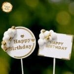 Happy Birthday Gold Outline Cake Topper | bsi 761