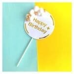 Happy Birthday Gold Outline Cake Topper | bsi 761