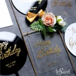 Heart Round and Square with Gold Stand Cake Topper | bsi 762