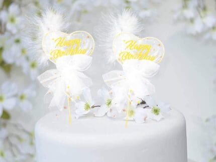 Heart shape Feather Cake Topper | bsi 765