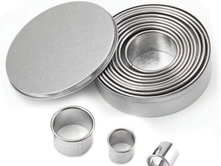 12 Piece Circle Stainless Pastry Donut Cutter Set Round Cookie Cutters Circle Baking Metal Ring Molds | BSI 771