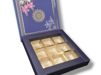 9 Cavity 3*3| Elegant Navy Blue Boxes , Chocolates Packaging Boxes, Surprise Gift Box, Cookies Storage, Birthday Gift Hamper [pack of 10]