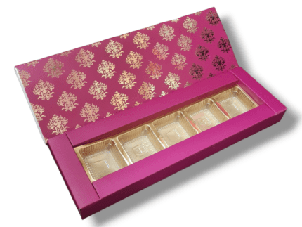 5 Cavity 1*5 | Brilliant Dark Pink Design Boxes , Chocolates Packaging Boxes, Surprise Gift Box, Cookies Storage, Birthday Gift Hamper [pack of 10]