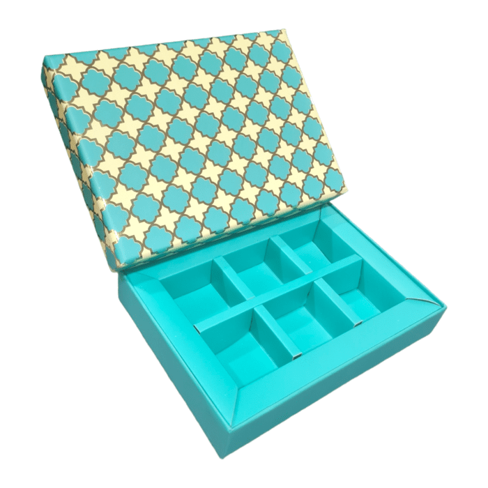 6 cavity 2*3|Turquoise Happiness Rigid Boxes , Chocolates Packaging Boxes, Surprise Gift Box, Cookies Storage, Birthday Gift Hamper | Leela 3531