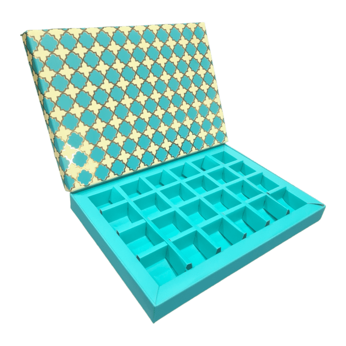 24 Cavity 4*6 | Turquoise Happiness Rigid Boxes , Chocolates Packaging Boxes, Surprise Gift Box, Cookies Storage, Birthday Gift Hamper | Leela 3537