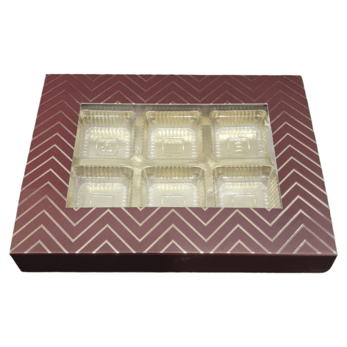 6 Cavity 2*3 | Brown with Golden Embossed Window Boxes , Chocolates Packaging Boxes, Surprise Gift Box, Cookies Storage, Birthday Gift Hamper [pack of 10]