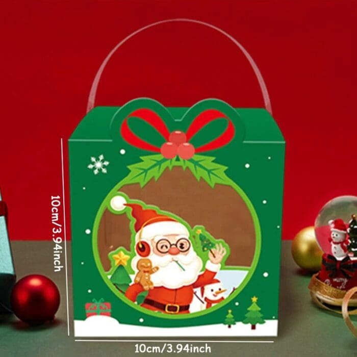 Christmas Handheld Gift Box Small ,Chocolate Candy ,Biscuit Packaging Box,Christmas New Year Party Gift Box ,Decoration | Leela 2702 (Pack of 10) | Green