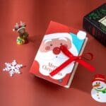 Book Shape Merry Christmas Candy Bag, Xmas, Santa Claus Gift Box For Party Decoration | Leela 2703 (Pack of 10) | Light Red Colour