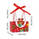 Christmas Ribbon Hand Luggage Box Party & Event Gift Cookies Candy Biscuit Chocolate Handheld Packaging Child New Year Favors | Leela 2704 (Pack of 10) | Red Colour