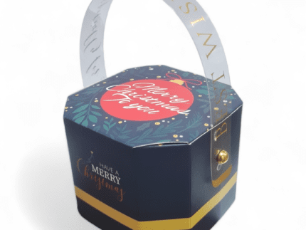 Portable Merry Christmas Candy Box, Creative Octagonal, Apple Chocolate Gift Wrapping Box, Home Decoration | Leela 2705 (Pack of 10) | Blue Colour