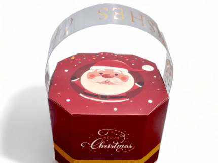 Portable Merry Christmas Candy Box, Creative Octagonal, Apple Chocolate Gift Wrapping Box, Home Decoration | Leela 2705 (Pack of 10) | Red Colour