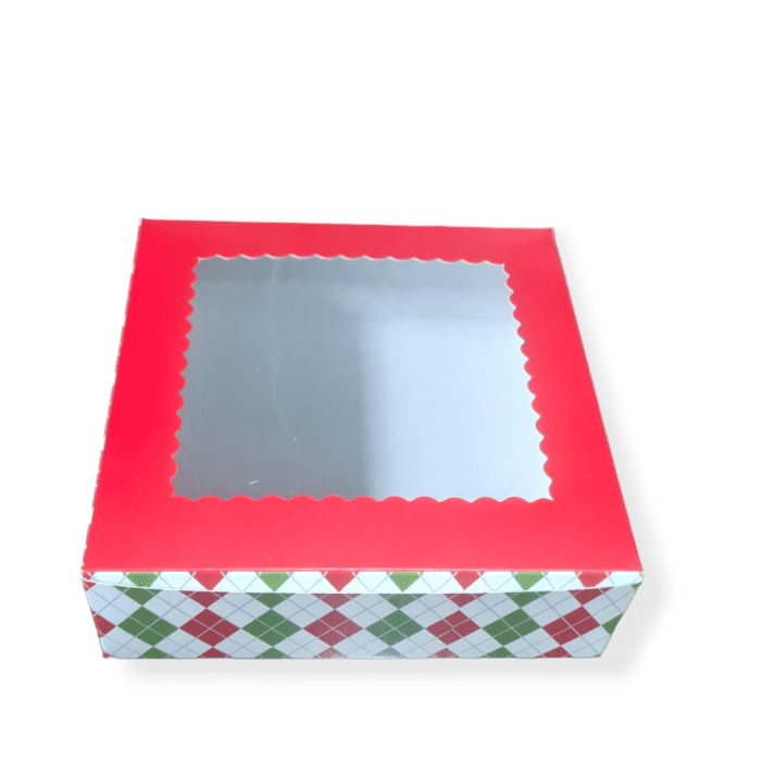 Christmas Theme| 4 Brownie Box with Clear Window, Brownie Carrier | Leela 8207